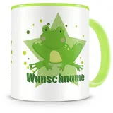 Samunshi® Kindertasse mit Namen Tasse Frosch Personalisierte Tasse mit Namen Kinder Kinderbecher mit Namen Kindergarten grün 300ml