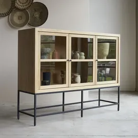 Tikamoon Niedriger Vitrinenschrank Babeth 160 cm Beige