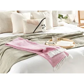 Beliani Tangier Kuscheldecke 130 x 160 cm Rosa/Weiß