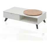 Aileenstore Couchtisch mit Schublade und Drehteller Weiß
