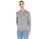 Tommy Hilfiger V-Ausschnitt-Pullover »1985 V NECK SWEATER«, Gr. L, Medium Grey heather) , 95668864-L