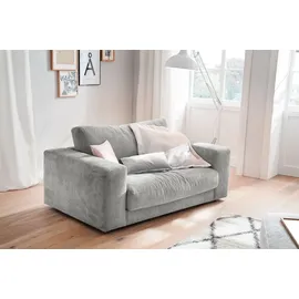 KAWOLA Doppelsessel MADELINE Cord 170 x 86 x 0 cm Hellgrau mit Kissen, Rollen