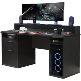Die Möbelfundgrube Gaming Tisch 160 cm Computerschreibtisch schwarz - TEZAUR