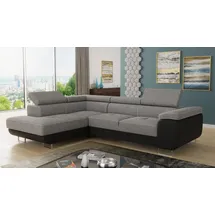 Sofnet Ecksofa Caris mit Schlaffunktion und einstellbare Kopfstützen, Wohnlandschaft Couch, Sofa (Schwarz - Gra... - Schwarz/Grau