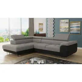 Sofnet Ecksofa Caris mit Schlaffunktion und einstellbare Kopfstützen, Wohnlandschaft Couch, Sofa (Schwarz - Gra... - Schwarz/Grau
