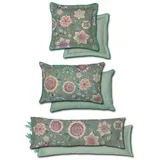 Pip Studio Dekokissen Viva Las Flores Grün Blüten Blumen Blätter Beeren Stiele Zweige Wendeoptik Geblümt Floral, Größe:45 x 70 cm