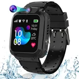 ELEJAFE GPS Smartwatch Kinder, Smart Watch Kinder mit Telefon, IP68 wasserdichte, SOS, Voice Chat, Touchscreen, Kamera, Spiele, Wecker, Kinder Smartwatch für Jungen Mädchen 4-12 Jahre Geschenk