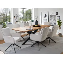 G + K Esstisch CARMANT, Wildeiche massiv geölt - Metallgestell - 200 x 100 cm