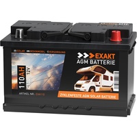 EXAKT AGM Batterie 110Ah 12V Solarbatterie Wohnmobilbatterie Bootsbatterie Camping Versorgungsbatterie ersetzt 100Ah