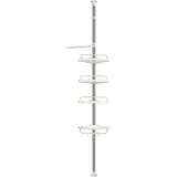 MINGYI Teleskop-Duschregal, 4 Ablagen, Badregal aus Edelstahl und Kunststoff, Eckregal für Dusche ohne Bohren, höhenverstellbar 120 – 304 cm (Beige)