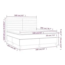 vidaXL Boxspringbett mit Matratze & LED Blau 160x200 cm Stoff