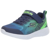 SKECHERS Jungen Go Run 600 Baxtux Sneaker, Navy Mesh Navy Synthetic Lime Trim, 34 EU