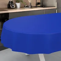 Wachstuch-Tischdecke Tischdecke abwaschbar Wachstuch Garten-Tischdecke Outdoor Indoor Oval 200x140cm Schnittkante Blau