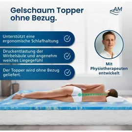 AM Qualitätsmatratzen Gelschaum Topper 200 x 200 cm blau