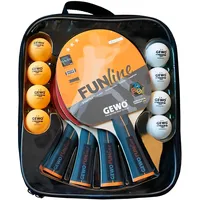 Gewo Family & Friends Tischtennisschläger-Set - 4 Tischtennisschläger für Hobby und Freizeit mit 8 TT-Bällen und praktischer Aufbewahrungstasche - Komplettschläger mit Raver Belag, Griff konkav