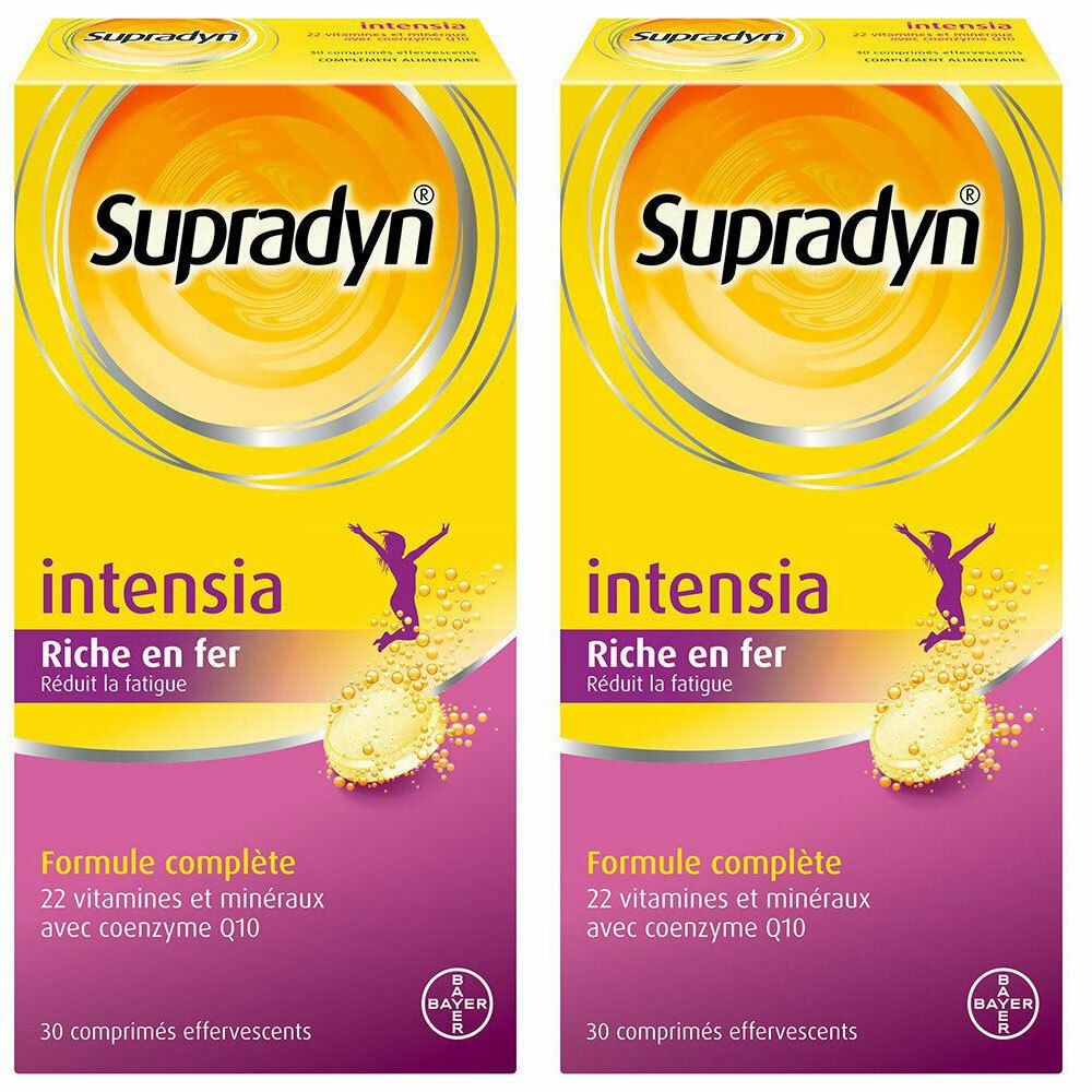 Supradyn Intensia Vitamines, Minéraux et Fer Effervescent 60 comprimés Réduit la fatigue 2x30 pc(s) comprimés effervescents