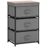 Costway Nachtschrank mit 3 Schubladen 40 x 30 x 62 cm Grau