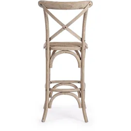 BIZZOTTO Barhocker Cross aus Ulmenholz, klassisch gepolstert, Rattansitz, Natur, elegantes 4-Fuß-Design