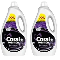 Coral Colorwaschmittel Black Velvet Flüssigwaschmittel für länger intensives Schwarz mit Farbpflege-Kraft natürlicher Herkunft 60 WL (Packung mit 2)