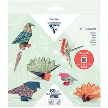 Clairefontaine 95382C - Origami Set mit 60 Blatt 10x10cm - 15x15cm - 20x20cm 70g, Vögel, 1 Set