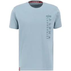 T-Shirt ALPHA INDUSTRIES "Alpha Industries Men - T-Shirts Embroidery T", Herren, Gr. XL, bunt (graublau), Obermaterial: 100% Baumwolle, Kurzarm, Shirts