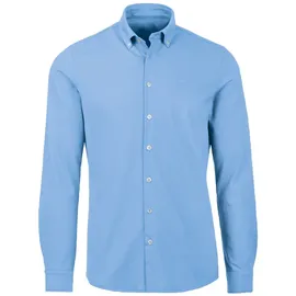 TRIGEMA Poloshirt "TRIGEMA Business-Hemd aus DELUXE-Single-Jersey", Herren, Gr. XXL, blau (horizont), Single Jersey, 100% Baumwolle, lang, ohne Ausschnitt, Shirts