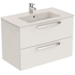 Waschtisch/Möbel-Paket Eurovit Plus 815x450x565mm Weiß / Hgl.weiß lackiert