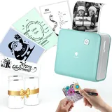 Phomemo M02 Pro Mini Drucker, 300 DPI Aufkleber Drucker Minidrucker für Smartphone mit 3 Papierrollen, Tragbarer Thermodrucker Stickerdrucker, für Geschenke, DIY Erstellung, Studiennotizen, Fotos