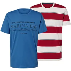 Tchibo - 2 T-Shirts - Herren - Gr. XL - dunkelblau/gestreift