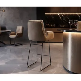 DeLife Barstuhl Clea-Flex Materialmix Schlamm Kufengestell Metall, Barstühle