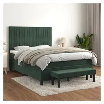 vidaXL Boxspringbett 140 x 200 cm Dunkelgrün