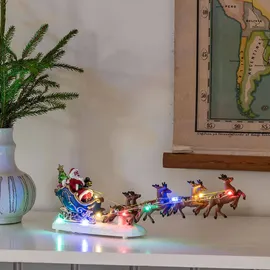 Konstsmide LED-Szene Weihnachtsmann im Schlitten mit Rentieren 10 LEDs Bunt