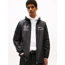 Windbreaker TOMMY JEANS "TJM WINDBRKR BOROUGHS JACKET", Herren, Gr. M, schwarz, Web, Obermaterial: 100% Polyester, unifarben, casual, regular fit normal, Rundhals, Langarm eingesetzt elastischer Bund, Jacken, Mit Rundhalsausschnitt