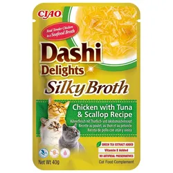 INABA Cat Dashi Delights Silky Broth Huhn, Thunfisch und Jakobsmuscheln 40g