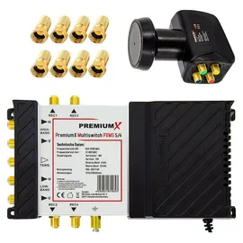 Premium X PremiumX Multischalter Set 5/4 Multiswitch Quattro LNB 8x F-Stecker,