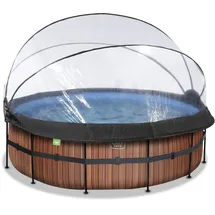 EXIT TOYS Wood Pool 427 x 122 cm inkl. Sandfilterpumpe und Abdeckung