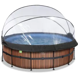 EXIT TOYS Wood Pool 427 x 122 cm inkl. Sandfilterpumpe und Abdeckung