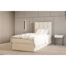 e-meubles Kontinentalbett, Boxspringbett, Bett mit bettkasten, Bonell-matratze und Topper, Doppelbett - Boxspringbett 05 - 90x200 - Beige - Hugo 01