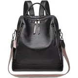 Mabecol Damen Rucksack PU Leder Multifunktional Anti-Diebstahl Wasserdicht Große Kapazität Umhängetasche Handtasche für Schule Arbeit Reisen Freizeit Modischer Rucksack (Schwarz)