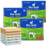 Pet Soft Hundewindeln - Einweg-Hundewindeln für Rüden, Welpenwindeln, Inkontinenz-Windeln für Rüden,36 Stück, super saugfähige,geeignet für Hunde in der Saison, Inkontinenz, Reisen,S(12-19’’)