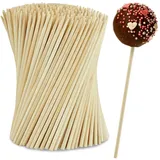 Relaxdays Cake Pop Stiele, 250 Stück, 15 cm lang, Lollipop Sticks aus Bambus, Popcake Stäbchen, Kuchen am Stiel, natur