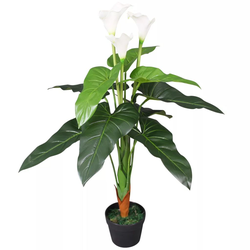 vidaXL Künstliche Calla-Lilie mit Topf 85 cm Weiß