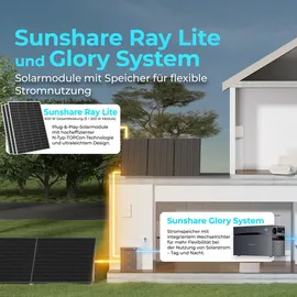 sunshare Ray Lite N-Type TOPCon 600 W inkl. Glory 1,5 kWh Stromspeicher