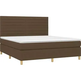 vidaXL Boxspringbett mit Matratze Dunkelbraun 180x200 cm Stoff