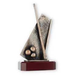 Pokal Zamakfigur Billiardtisch altgold auf mahagonifarbenen Holzsockel 25,0cm