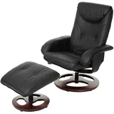 Mendler Relaxsessel HWC-C46 Kunstleder 77 x 105 x 0 cm Schwarz mit Hocker