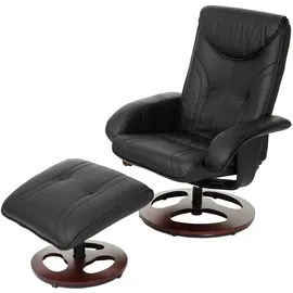 Mendler Relaxsessel HWC-C46 Kunstleder 77 x 105 x 0 cm Schwarz mit Hocker