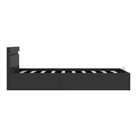 vidaXL Stauraumbett Hydraulisch LED Schwarz Kunstleder 90x200cm