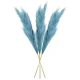 layba Pampasgras Deko in Blau Boho Künstliches Pampasgras - 3 Stück 100cm, Ideal für Hochzeitsdeko, Wohnzimmer – Schlafzimmer