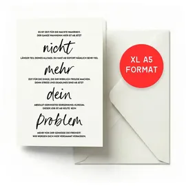 heaven+paper heaven+paper® XL Grußkarte Kollegen DIN A5 mit Umschlag I XXL Grußkarte Abschied I Glückwunschkarte Ruhestand I Grußkarte Rente, Gute Besserung, persönlich individuell (Nicht mein Problem)